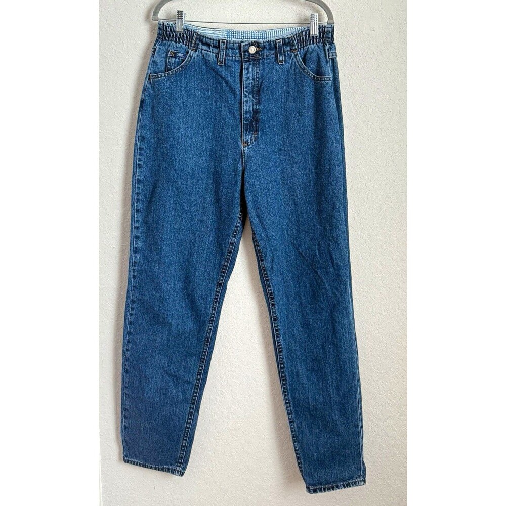 Lee Women’s Straight Leg Jeans Size 12-14 Medium Wash Blue Denim 5-Pocket Button